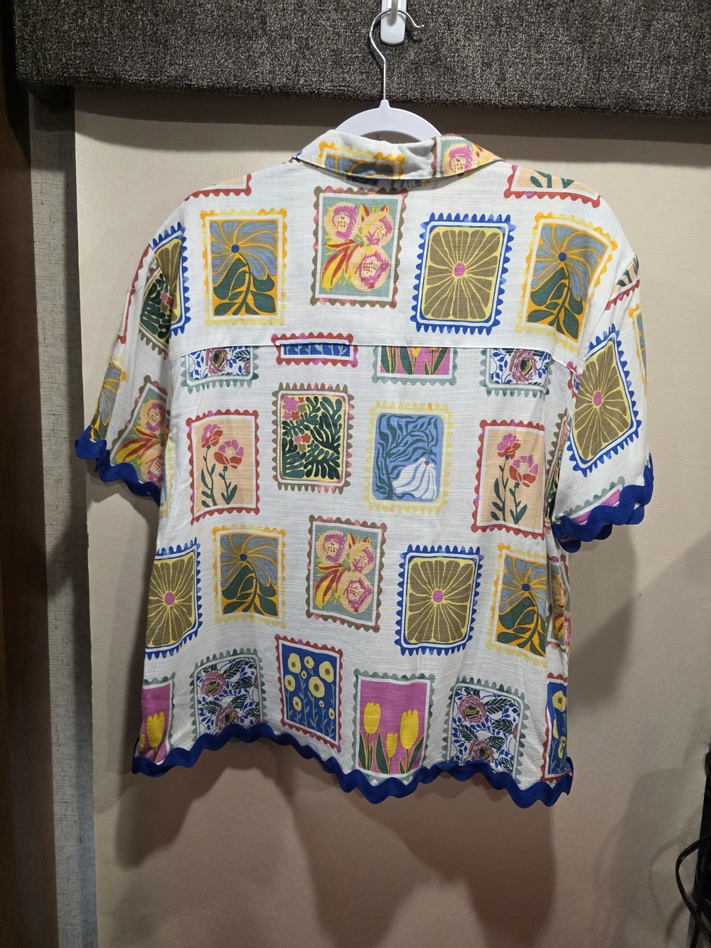 Jane and Delancey White Multicolor Floral Patchwork Button-Down Shirt - Picture 2 of 4